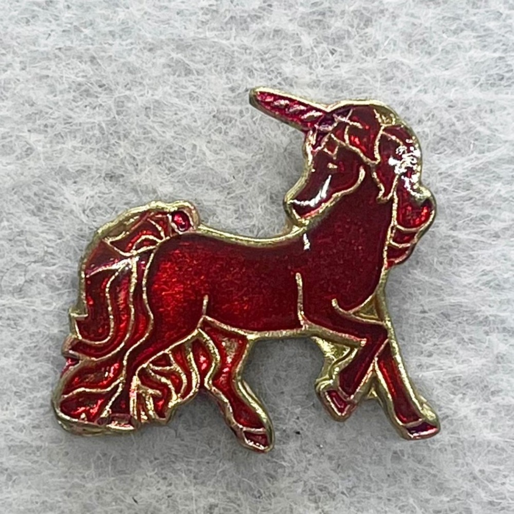 🔮 5/$25 Vintage Red Unicorn Pin